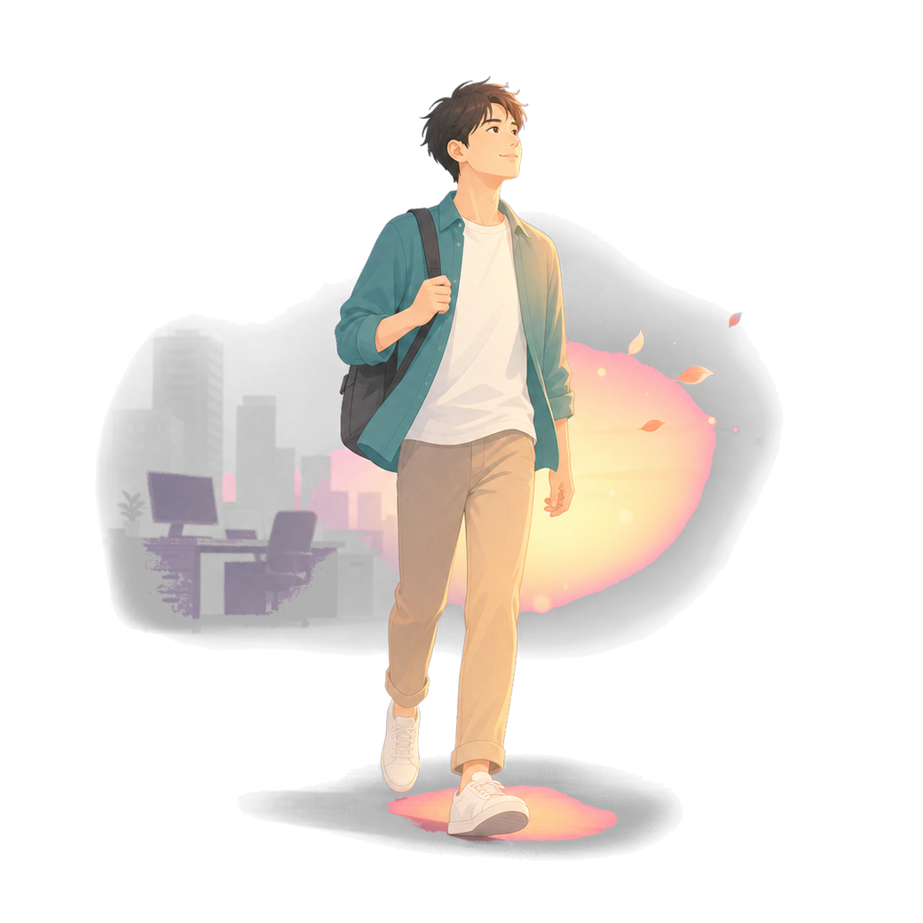 新しい一歩を踏み出す人のイラスト